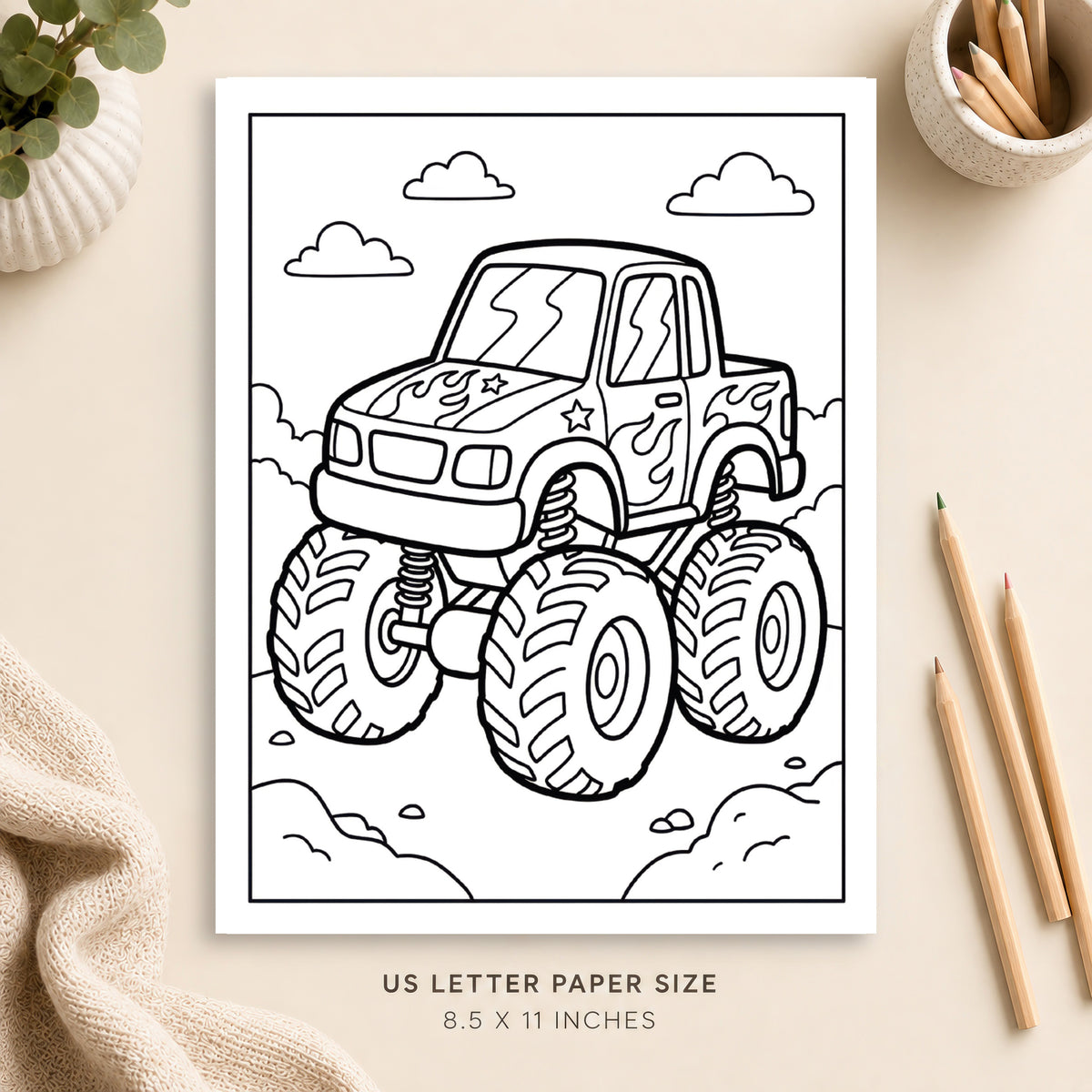 Monster Truck Coloring Page 1