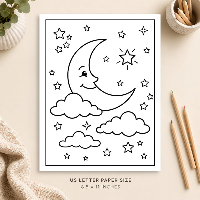 Moon and Stars Coloring Page 5