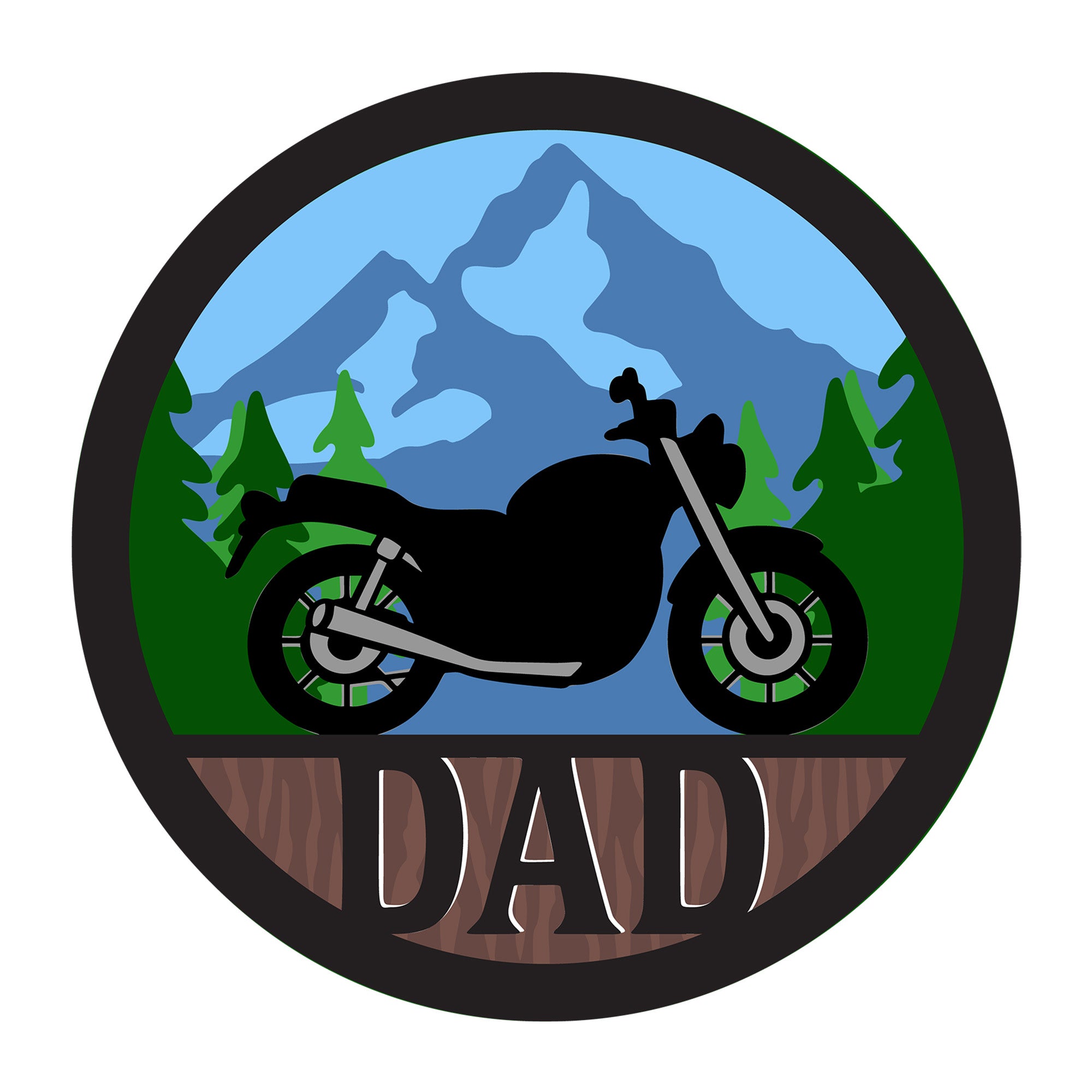 Motorcycle 3D Dad SVG design for Cricut, Silhouette, laser cutting, vinyl, sublimation, vehicles, and dad craft projects.