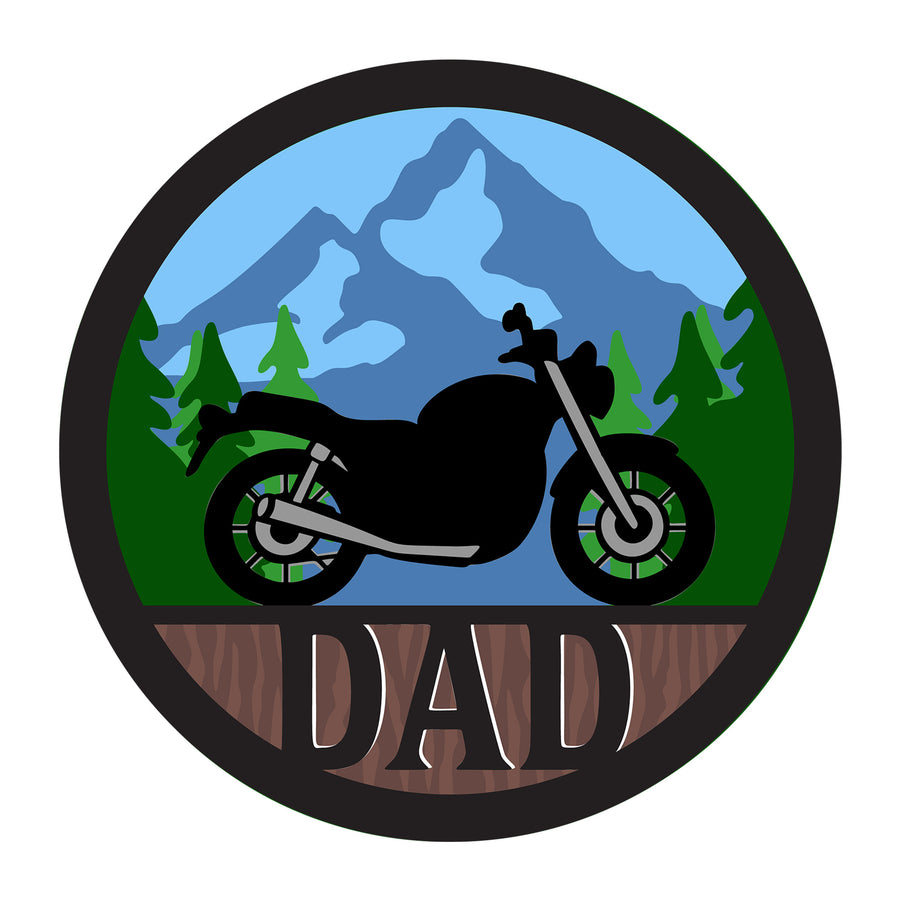 Motorcycle 3D Dad SVG design for Cricut, Silhouette, laser cutting, vinyl, sublimation, vehicles, and dad craft projects.