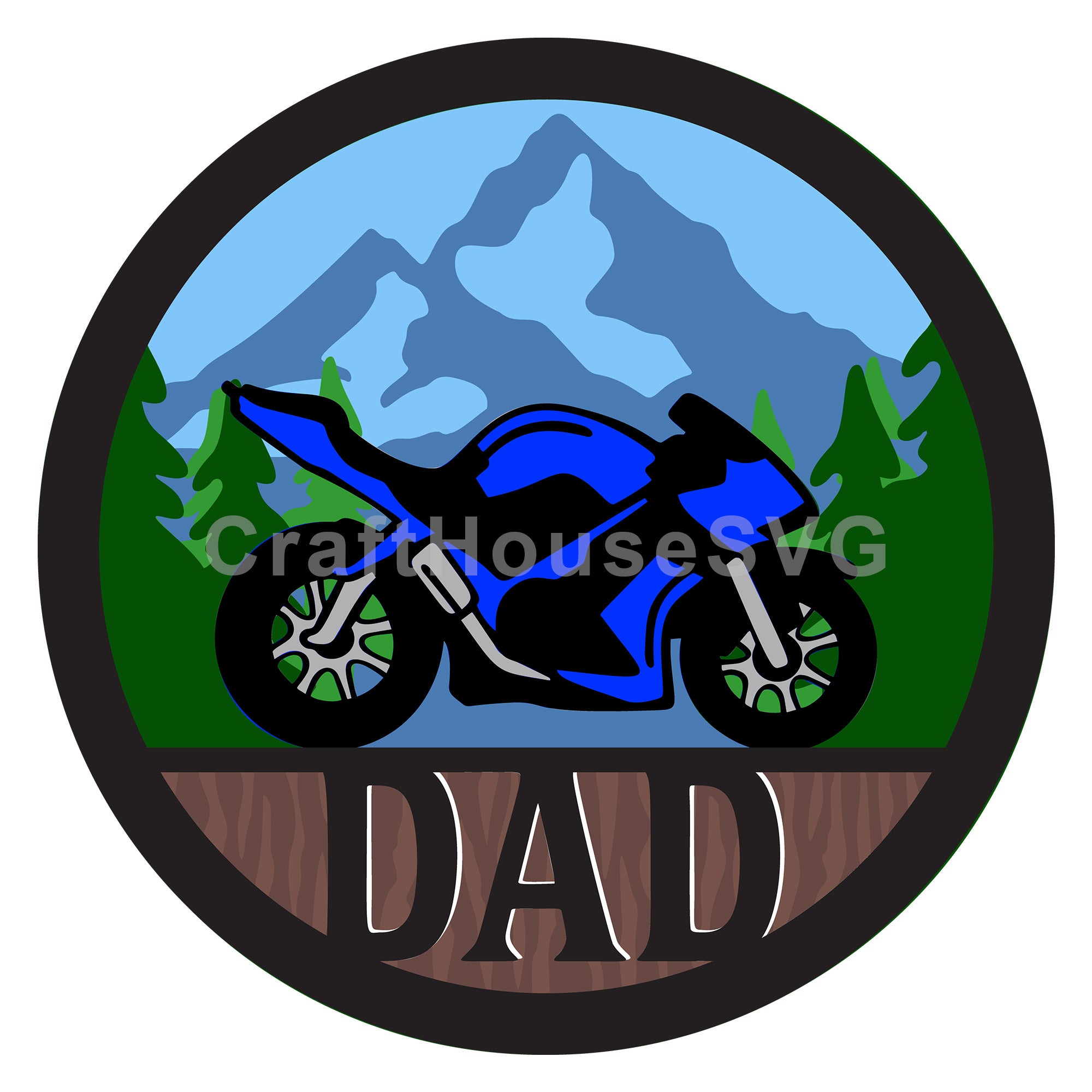 3D Layered Motorcycle Dad SVG