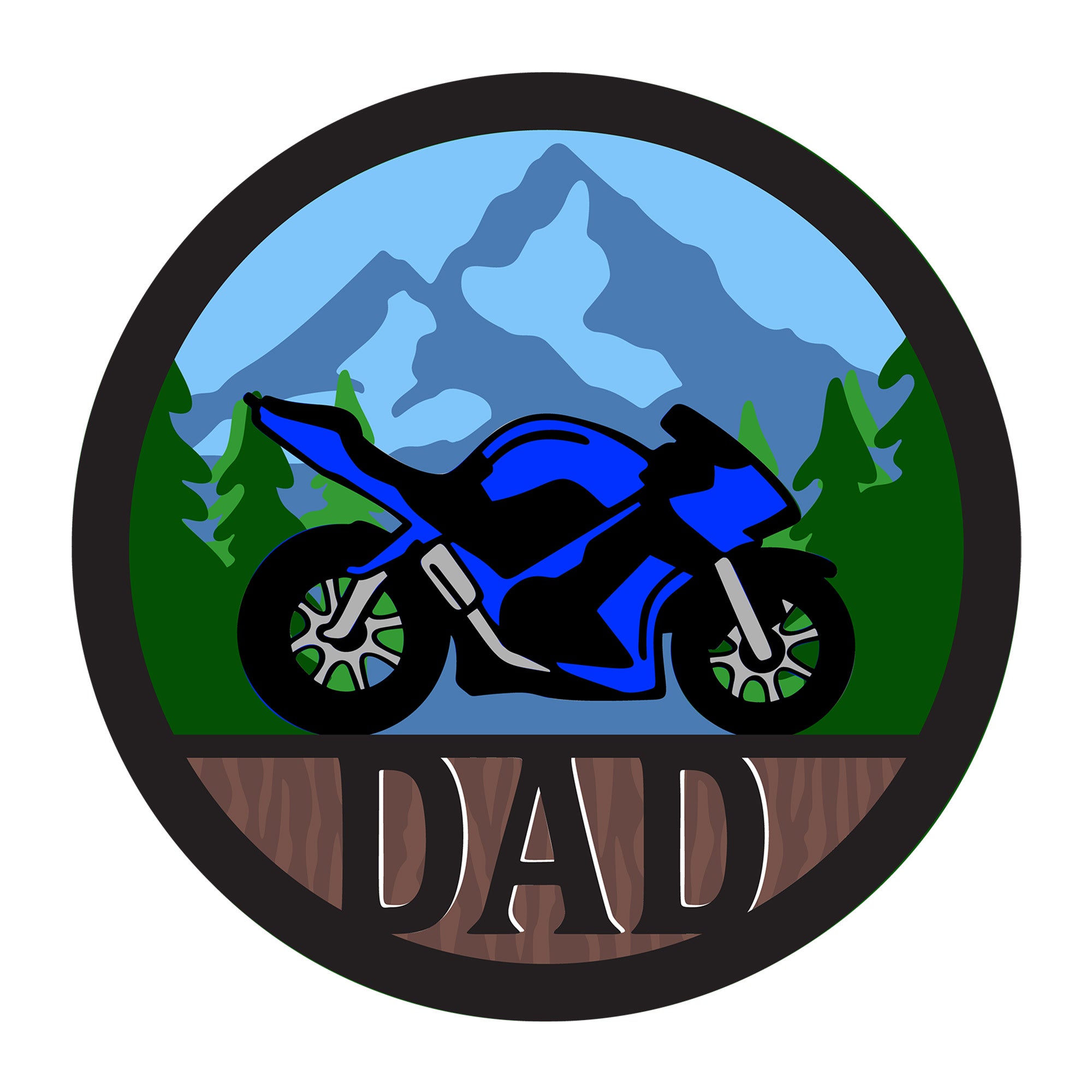 Motorcycle 3D Dad SVG design for Cricut, Silhouette, laser cutting, vinyl, sublimation, vehicles, and dad craft projects.