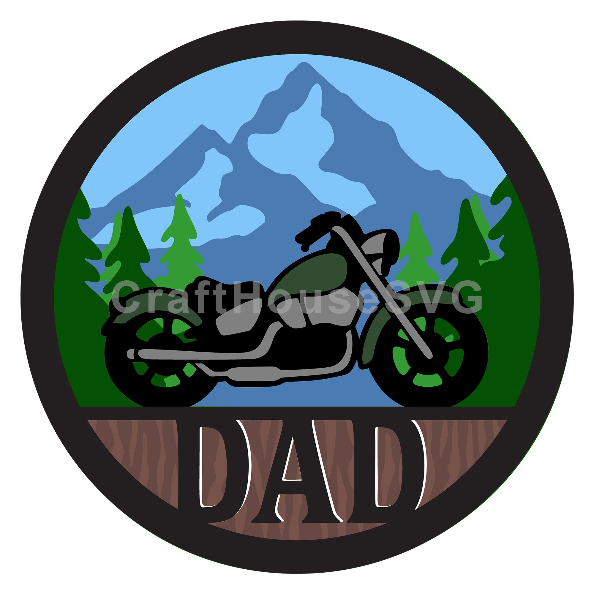 Dad 3D Motorcycle Layered SVG