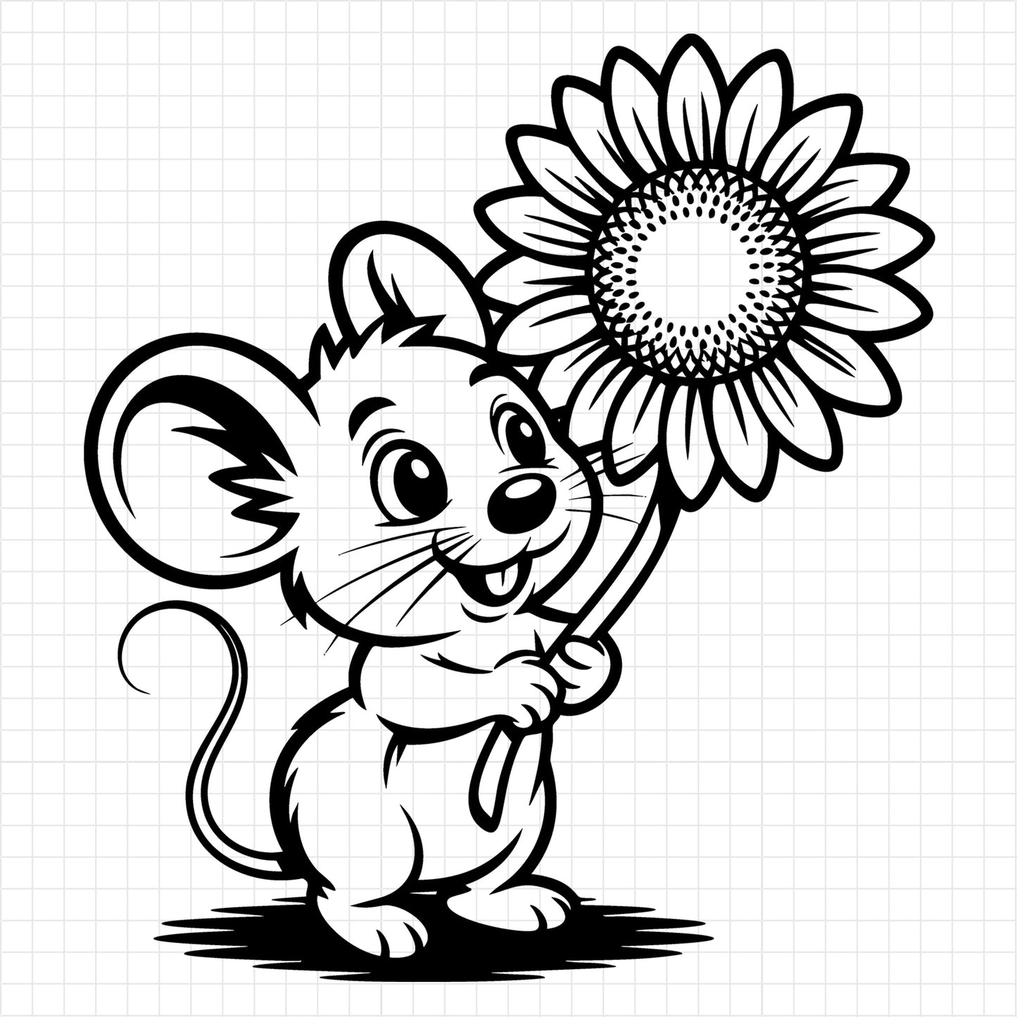 Mouse Holding Sunflower SVG