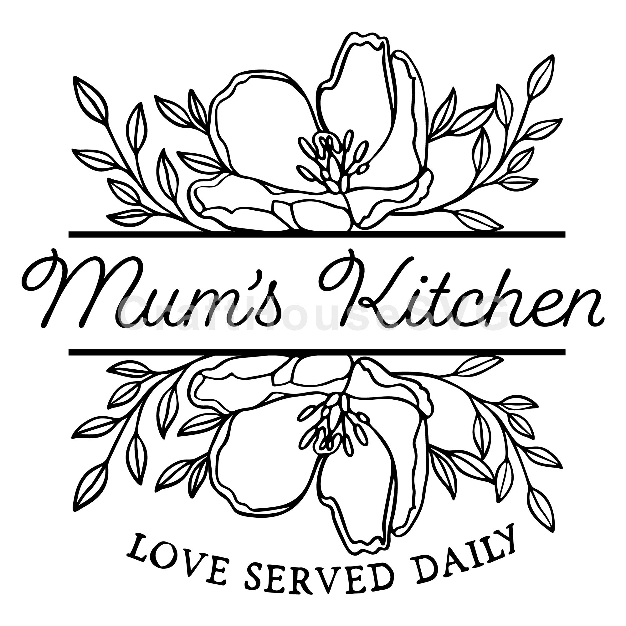 Mum's Kitchen Love Served Daily SVG