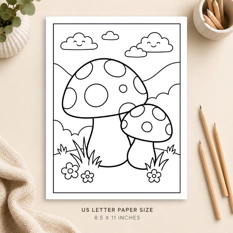 Mushrooms Coloring Page 1
