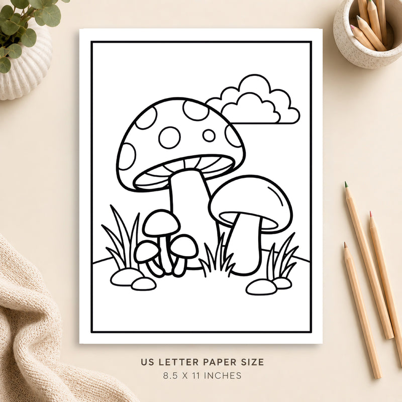 Mushrooms Coloring Page 3