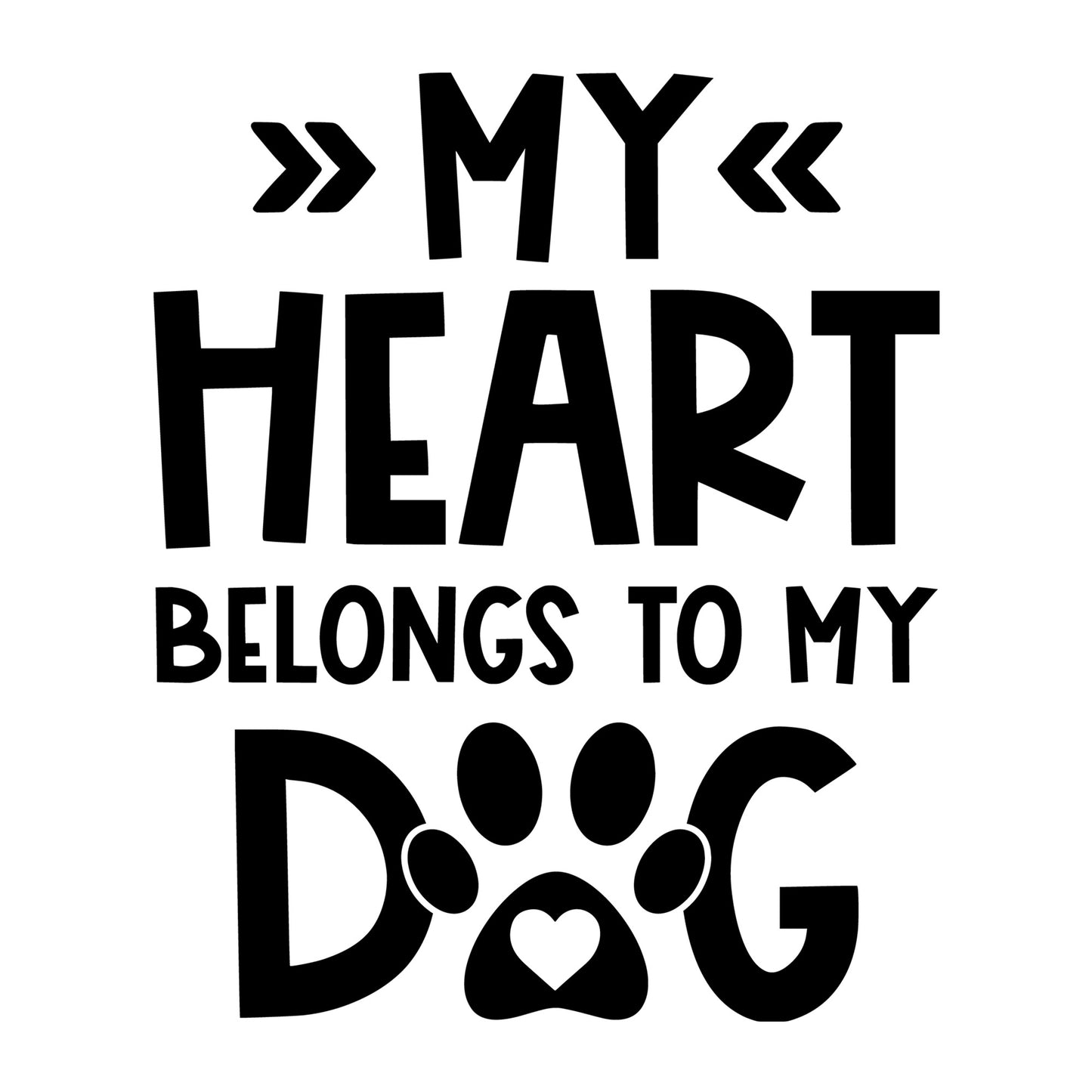 My Heart Belongs to My Dog SVG design for Cricut, Silhouette, laser cutting, vinyl, sublimation, Valentine shirts, signs, decals, mugs, and DIY craft projects.