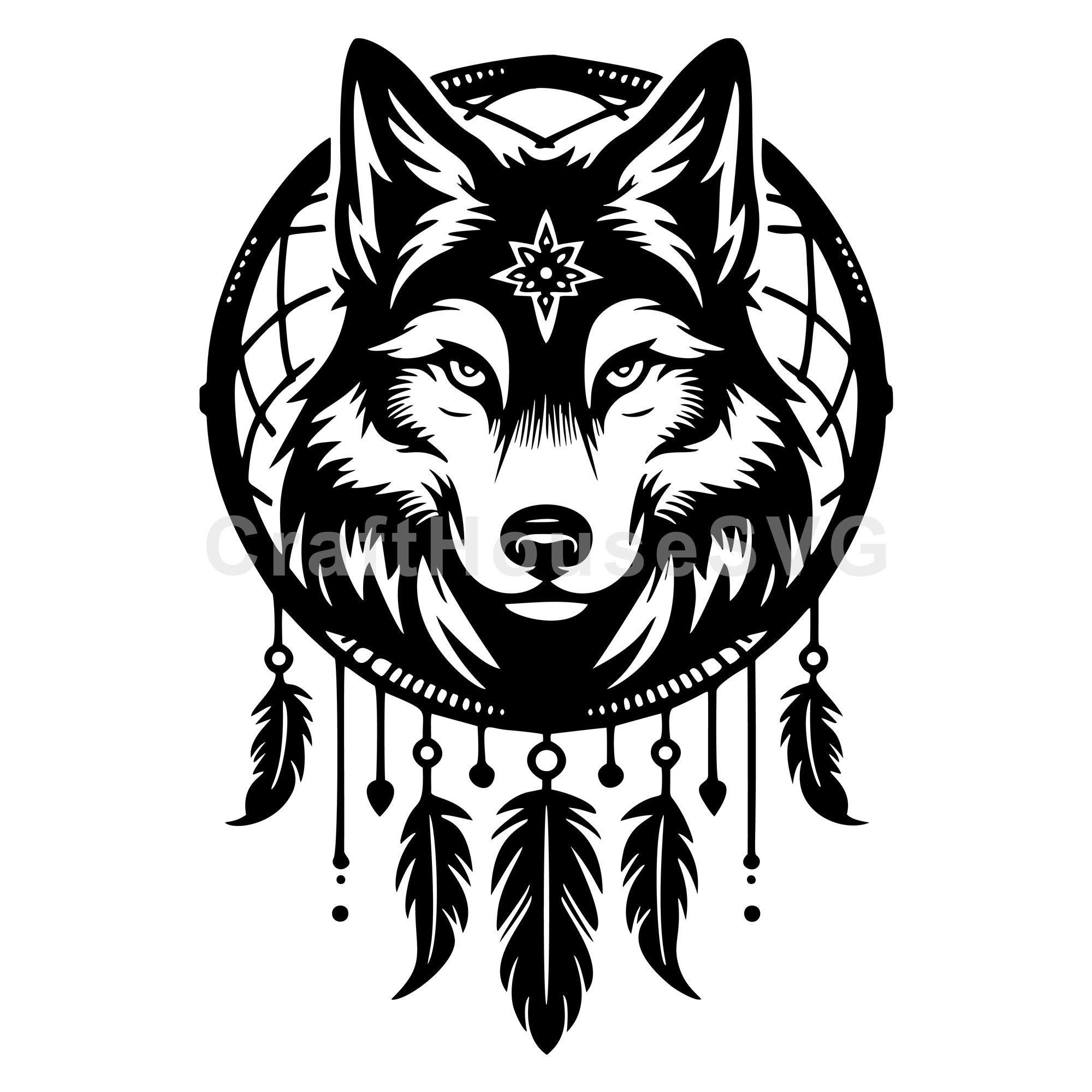 Mythical Wolf Dreamcatcher SVG