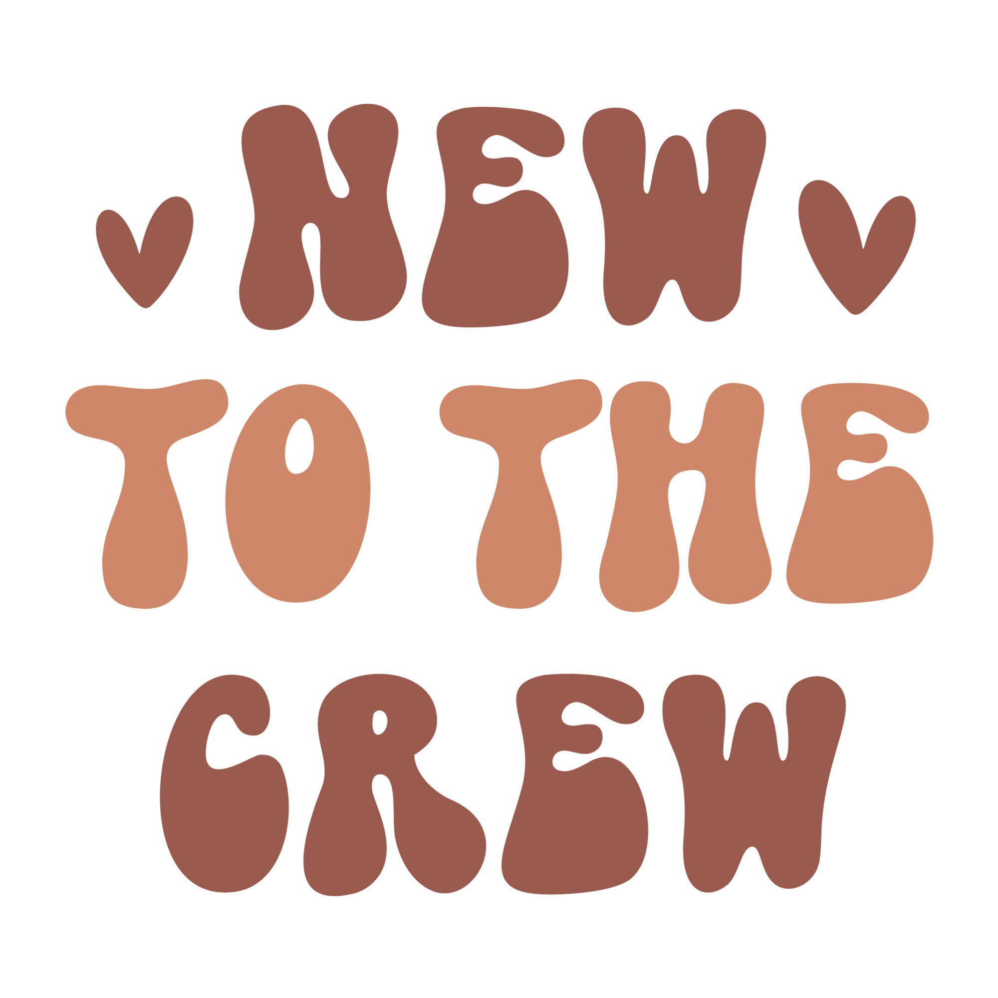 New To The Crew SVG design for Cricut, Silhouette, laser cutting, vinyl, sublimation, and baby craft projects.
