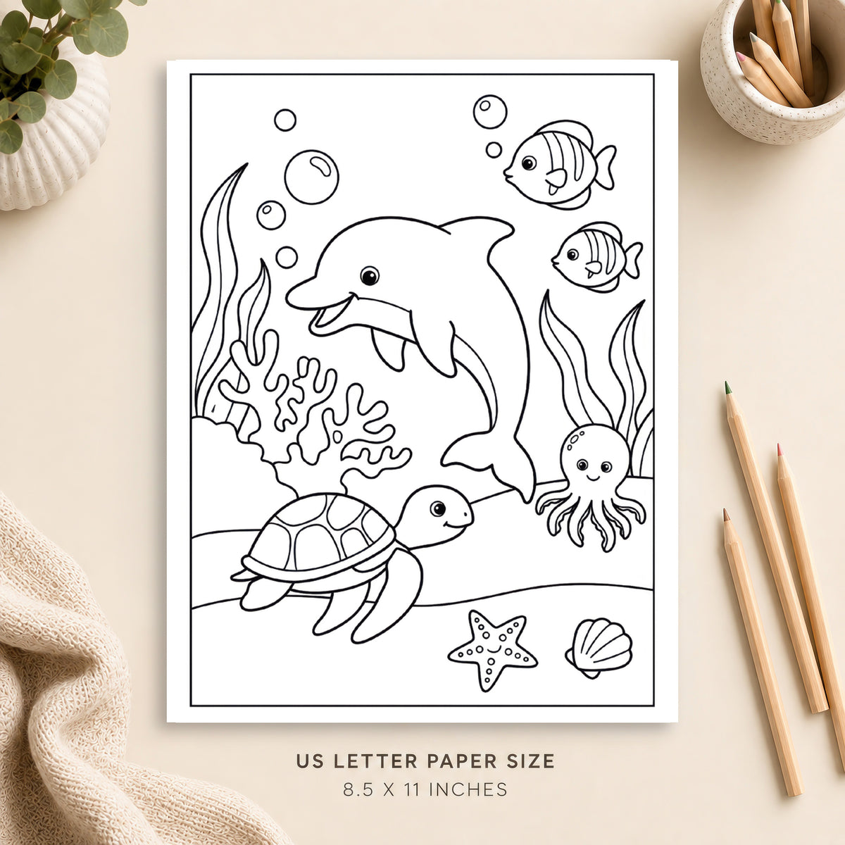 Ocean Animals Coloring Page 2