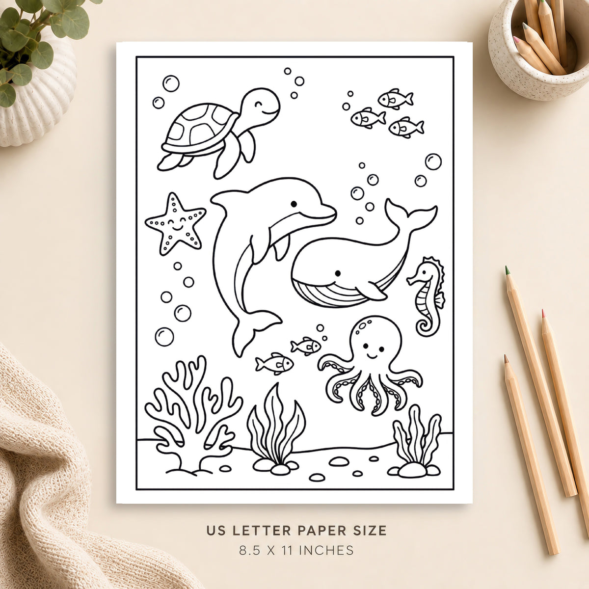 Ocean Animals Coloring Page 3
