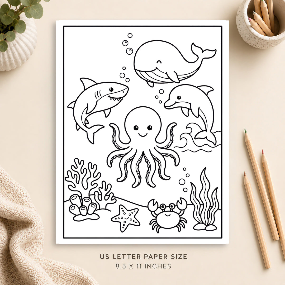 Ocean Animals Coloring Page 4