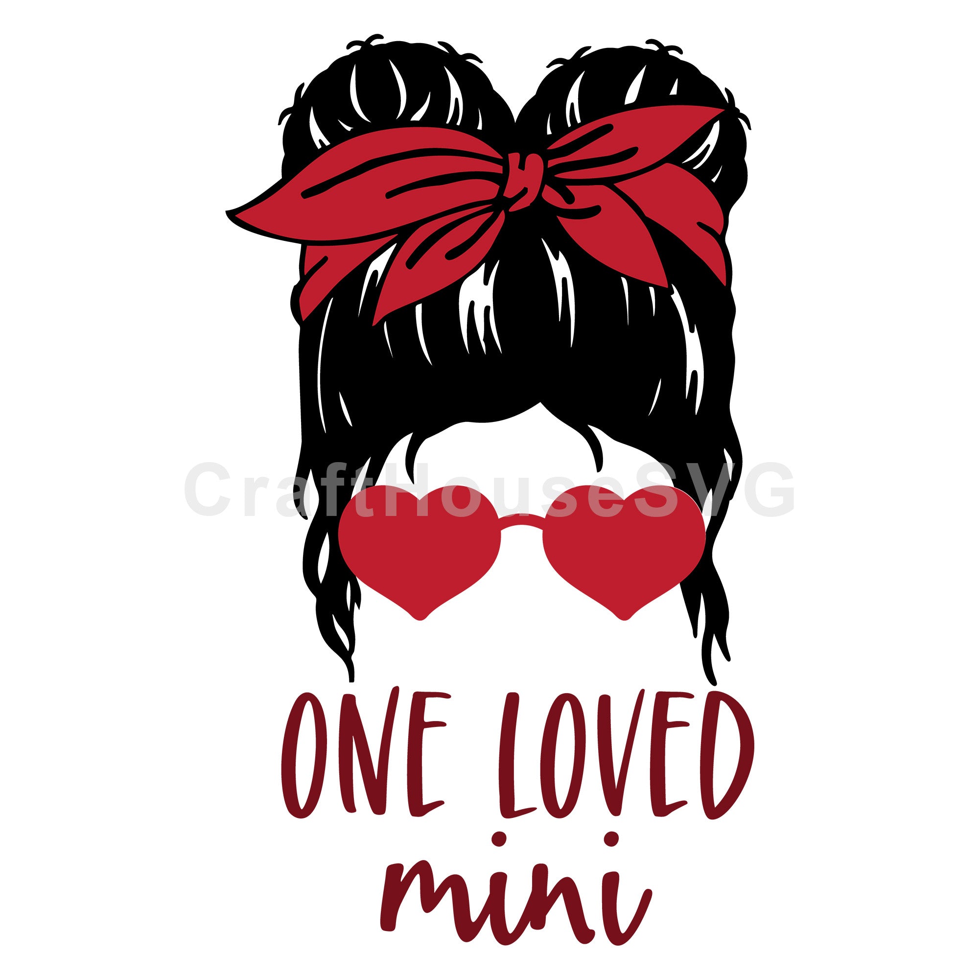 One Loved Mini Messy Bun SVG Kids Valentine