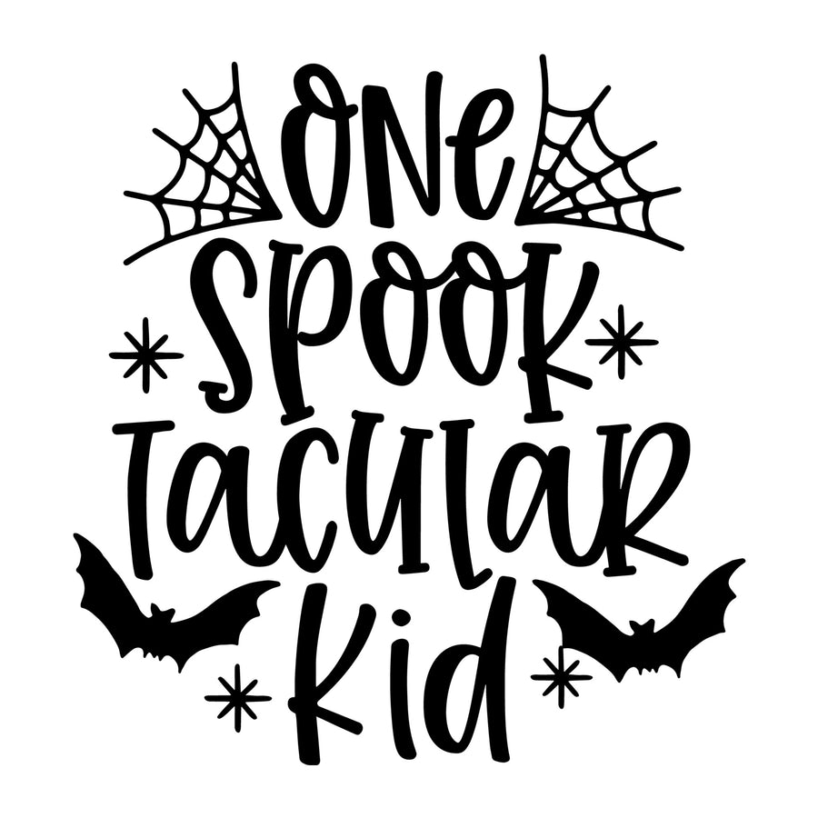 One Spooktacular Kid SVG for Cricut, Silhouette, laser cutting, vinyl, sublimation, Halloween shirts, signs, decals, mugs, and DIY craft projects.