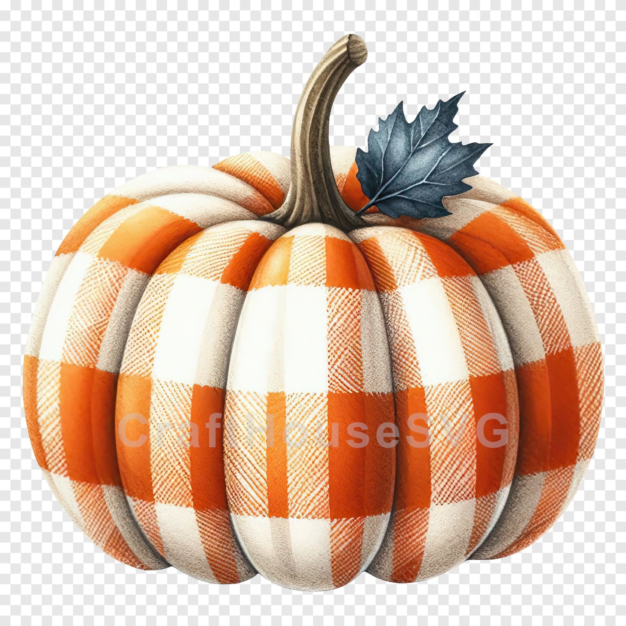 Orange Plaid Pumpkin PNG Clip Art Sublimation