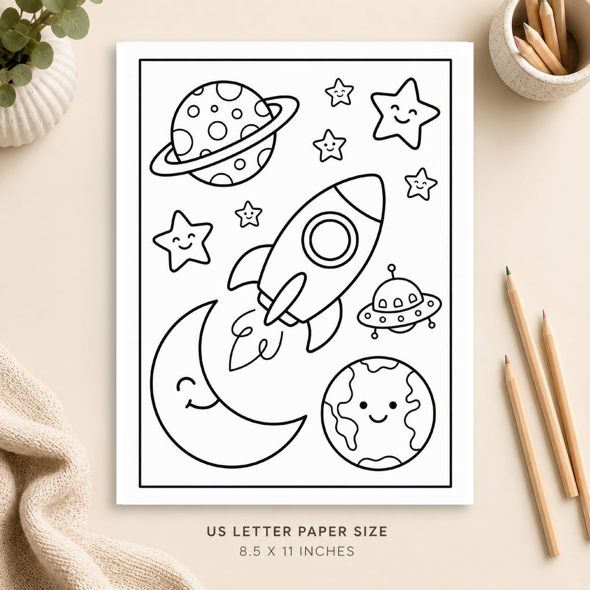 Outer Space Coloring Page 2