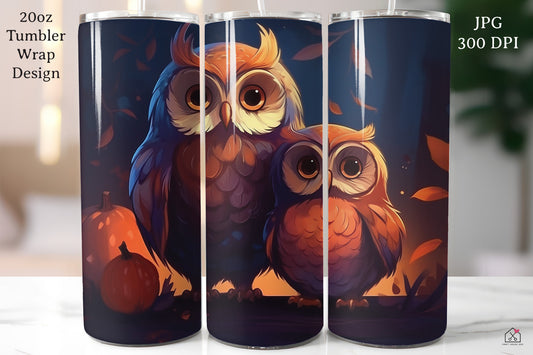 FREE Owls 20oz Tumbler Wrap Sublimation Design Fall Autumn PNG