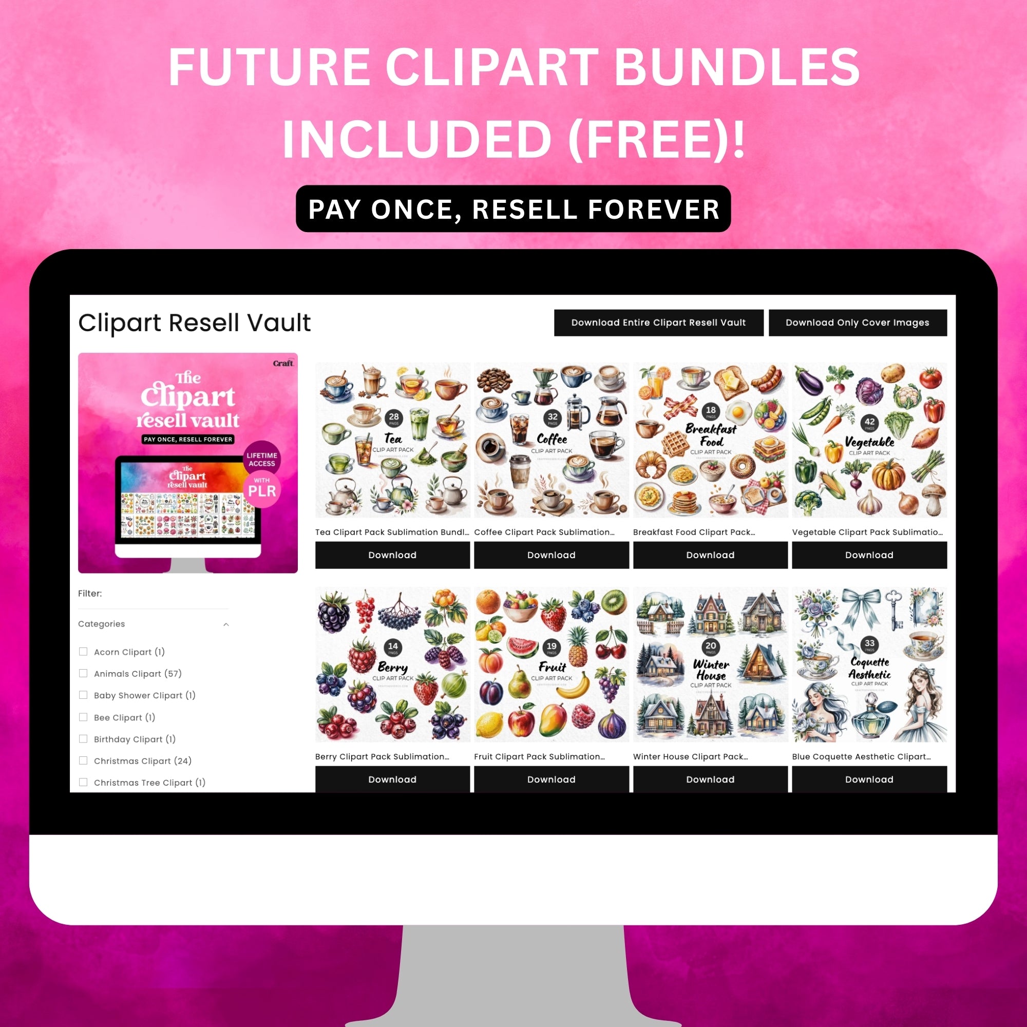 The Clipart Resell Vault Lifetime Access - Craft House SVG