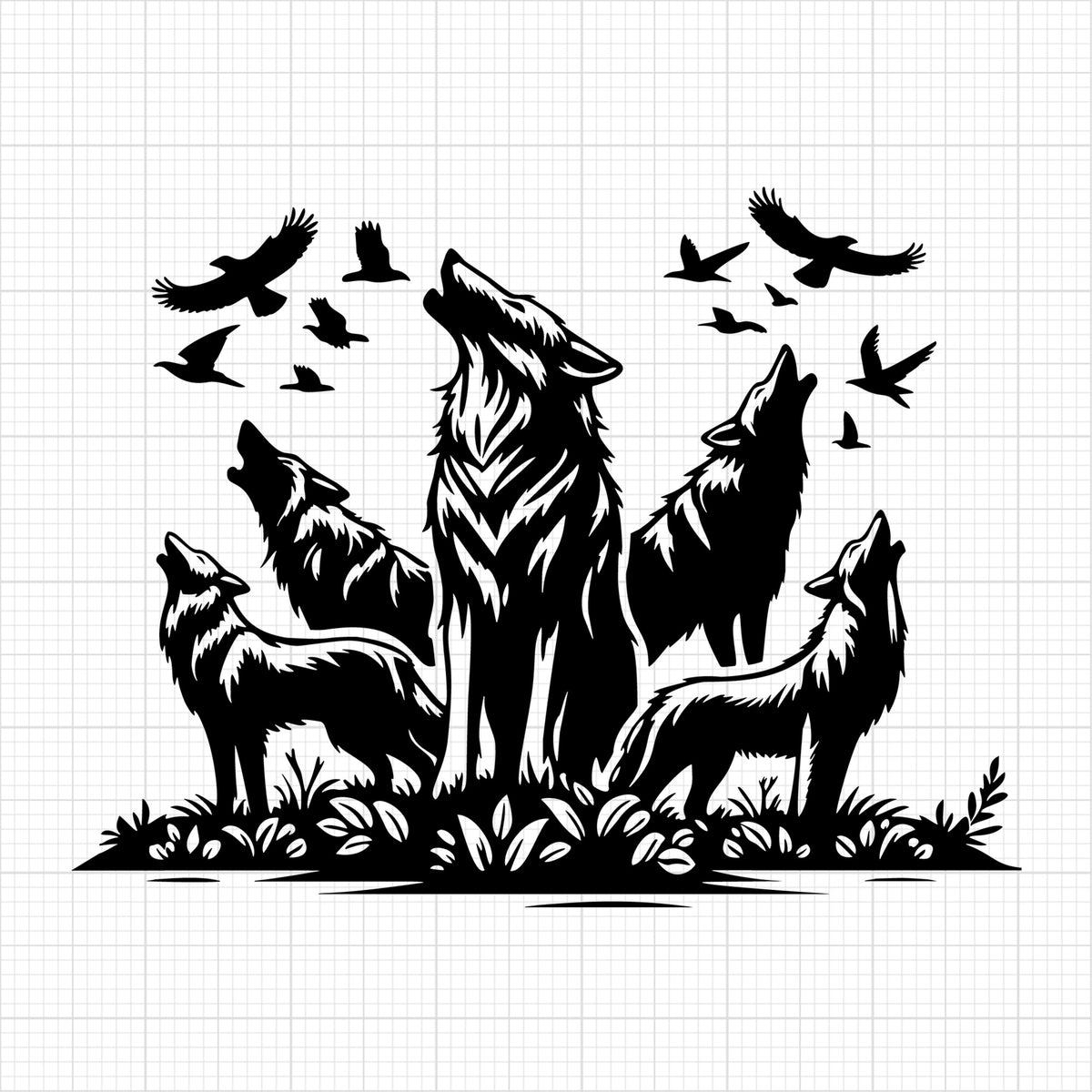 Pack of Wolves Howling