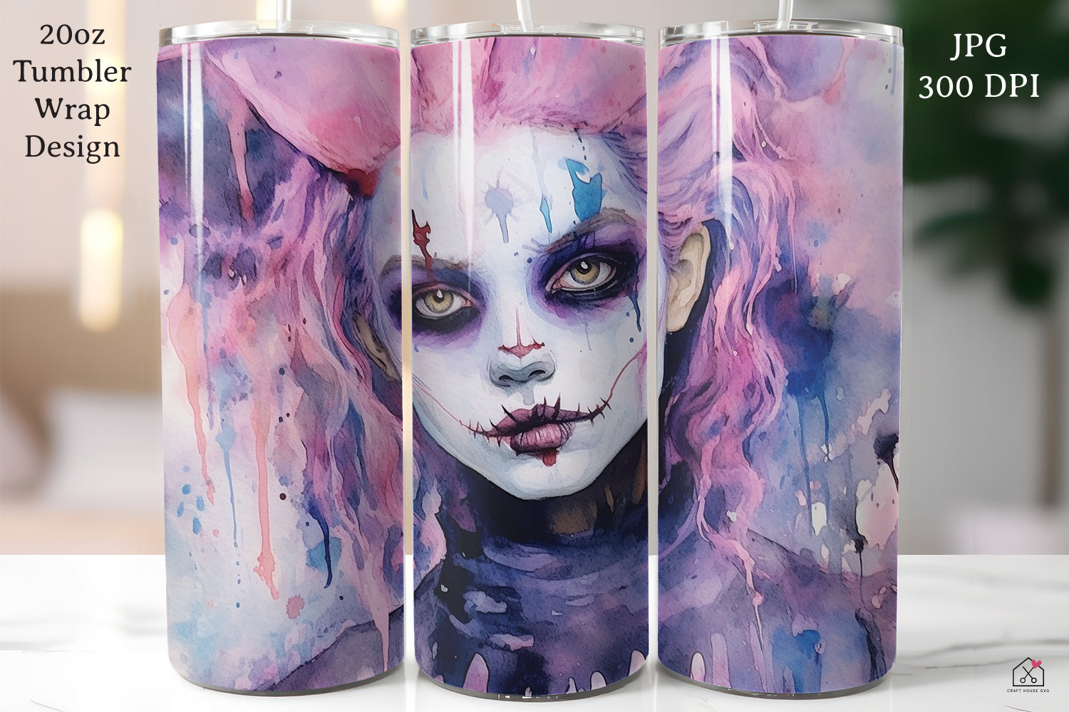 Pastel Halloween 20oz Tumbler Wrap Bundle Sublimation Designs JPG - Craft House SVG