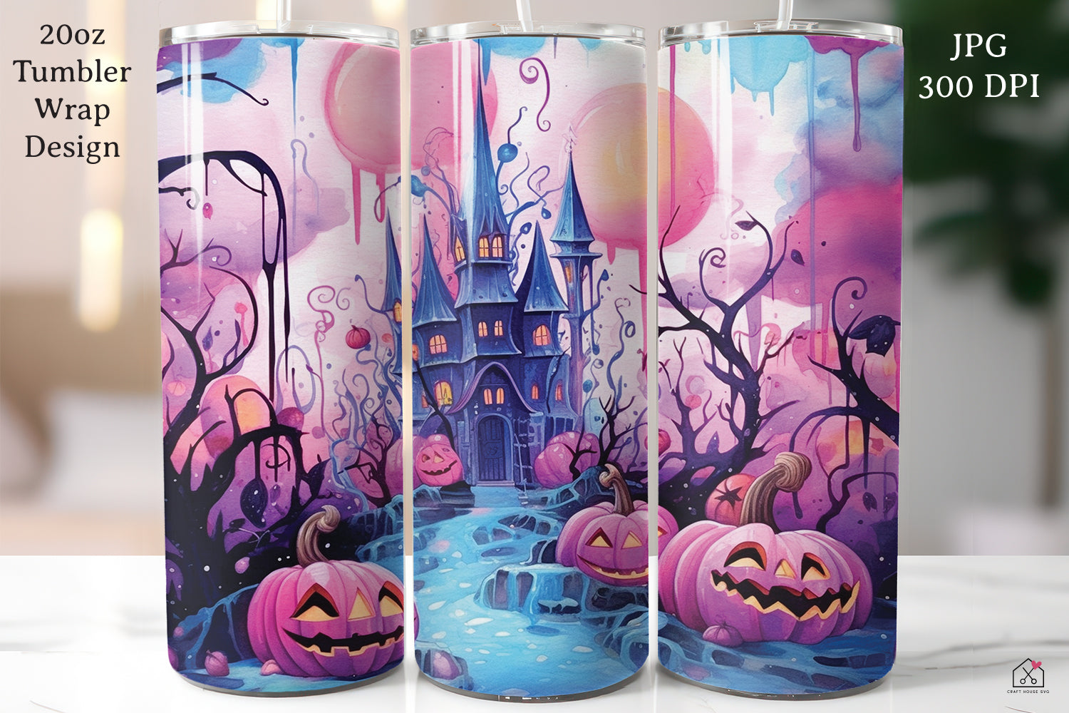 Pastel Halloween 20oz Tumbler Wrap Bundle Sublimation Designs JPG - Craft House SVG