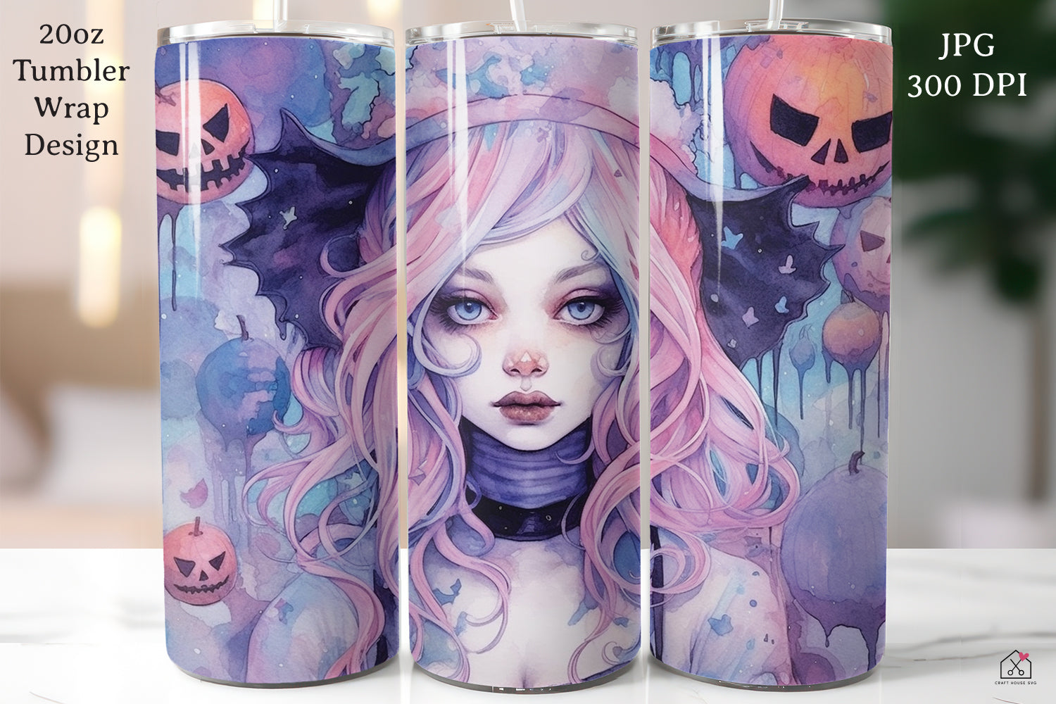 Pastel Halloween 20oz Tumbler Wrap Bundle Sublimation Designs JPG - Craft House SVG