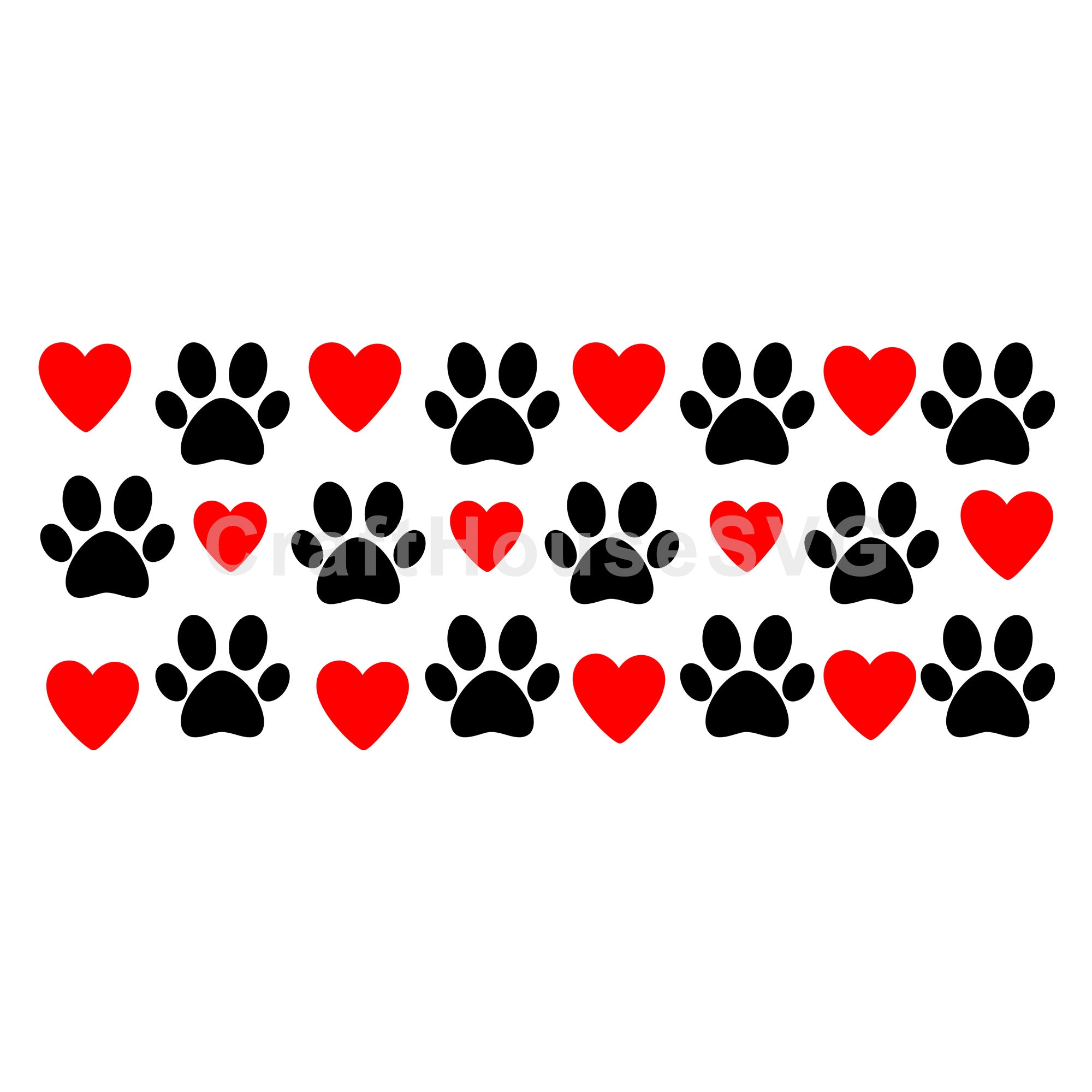 Paw Prints SVG 16 Oz Glass Can Wrap Cut File