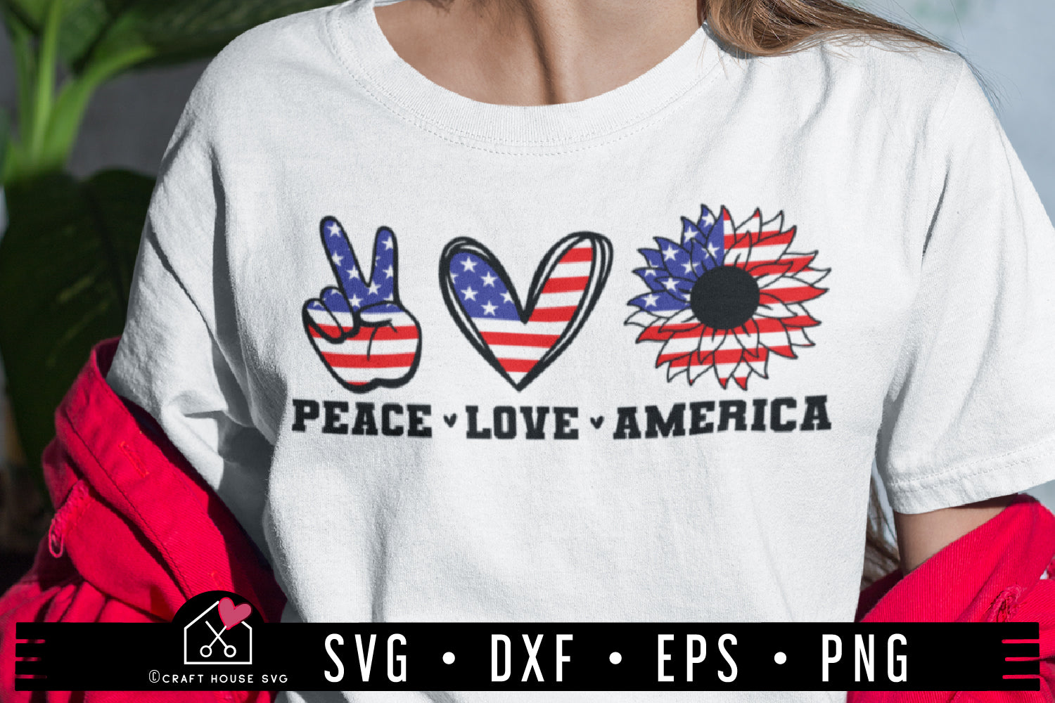 Peace Love America SVG 4th of July Shirt Design Cut Files