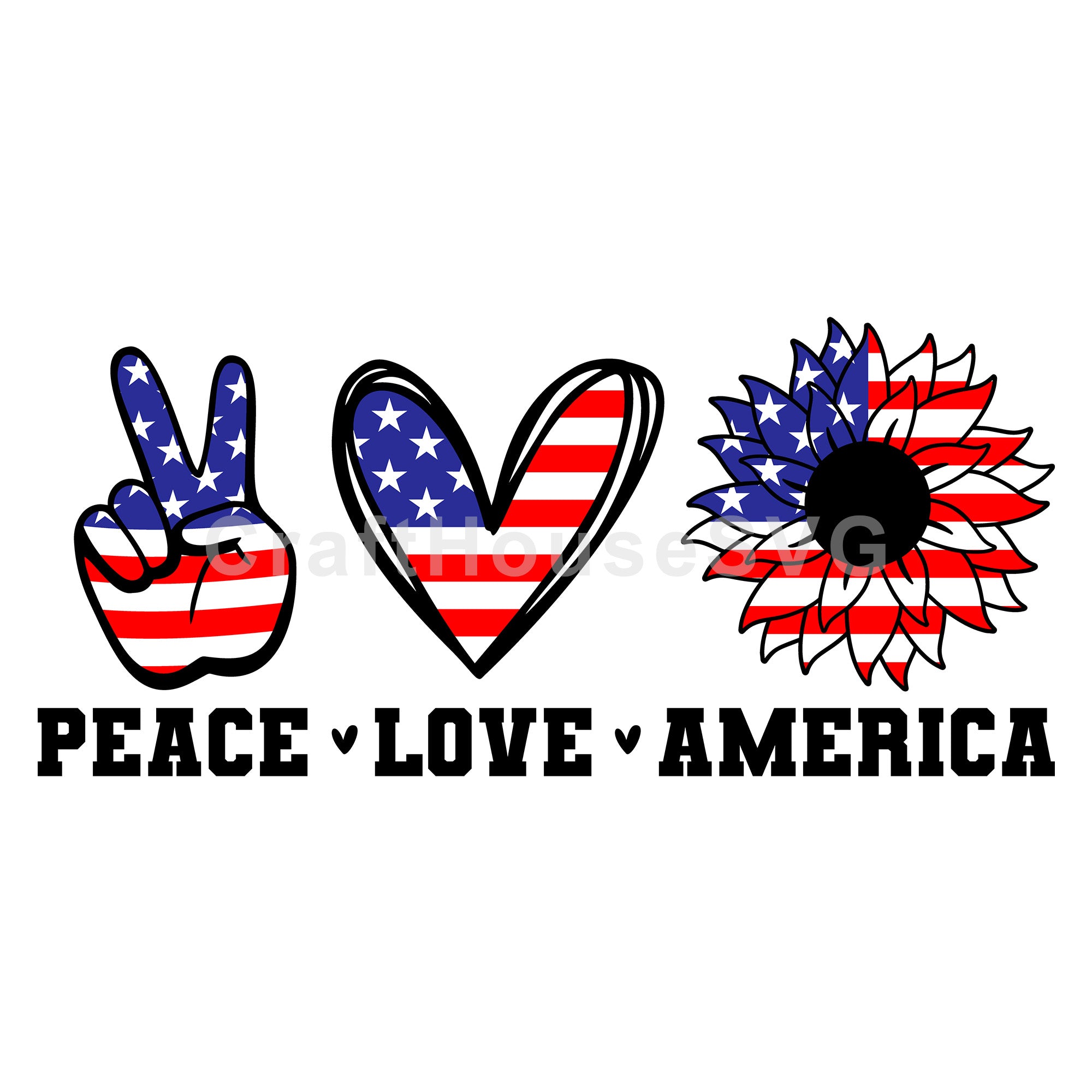 Peace Love America SVG