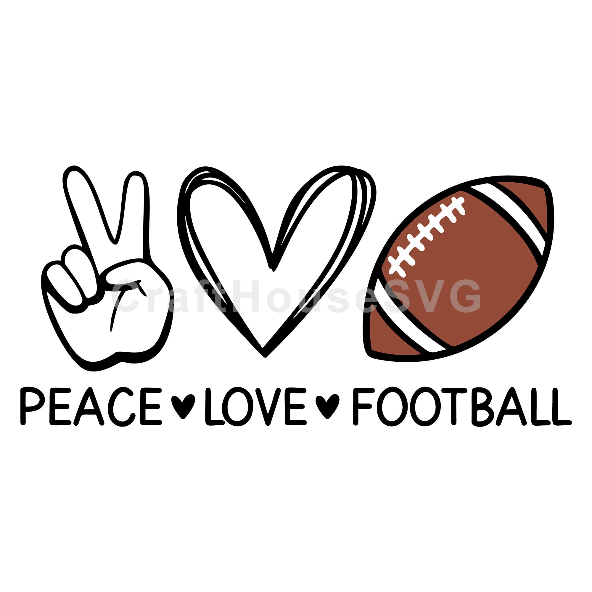 Peace Love Football SVG