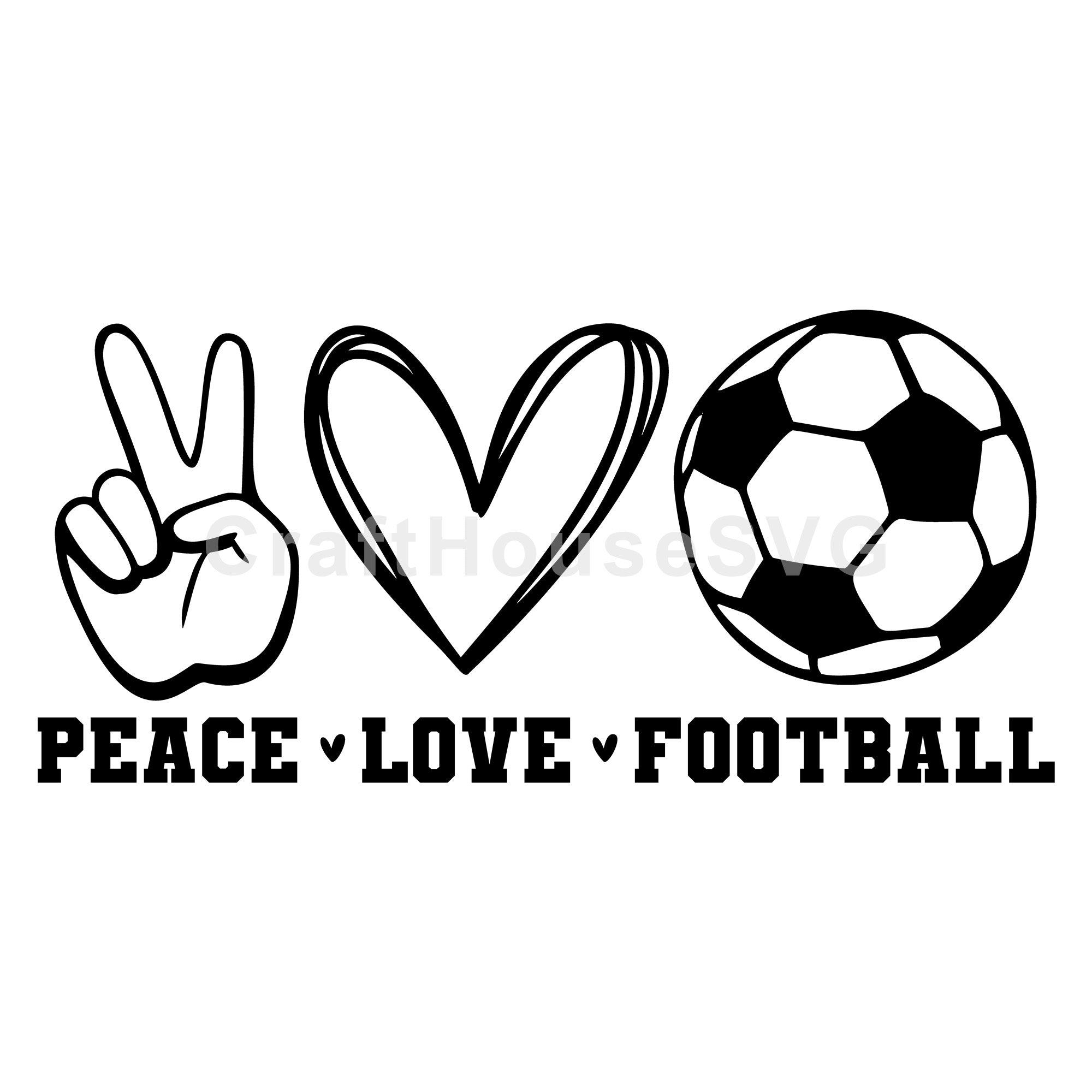 Peace Love Football SVG