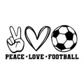 Peace Love Football SVG design for Cricut, Silhouette, laser cutting, vinyl, sublimation, and soccer craft projects.