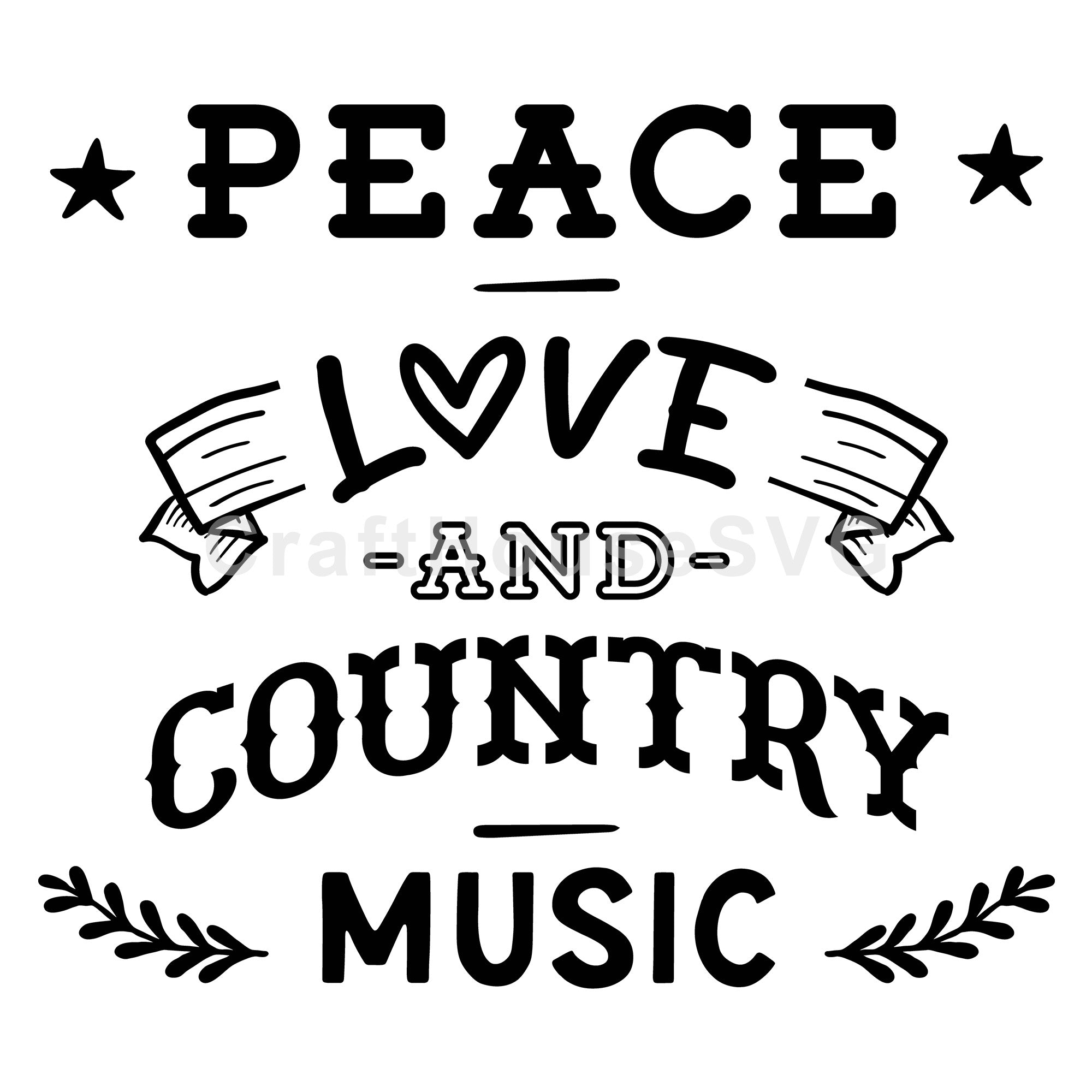 Peace love and country music SVG