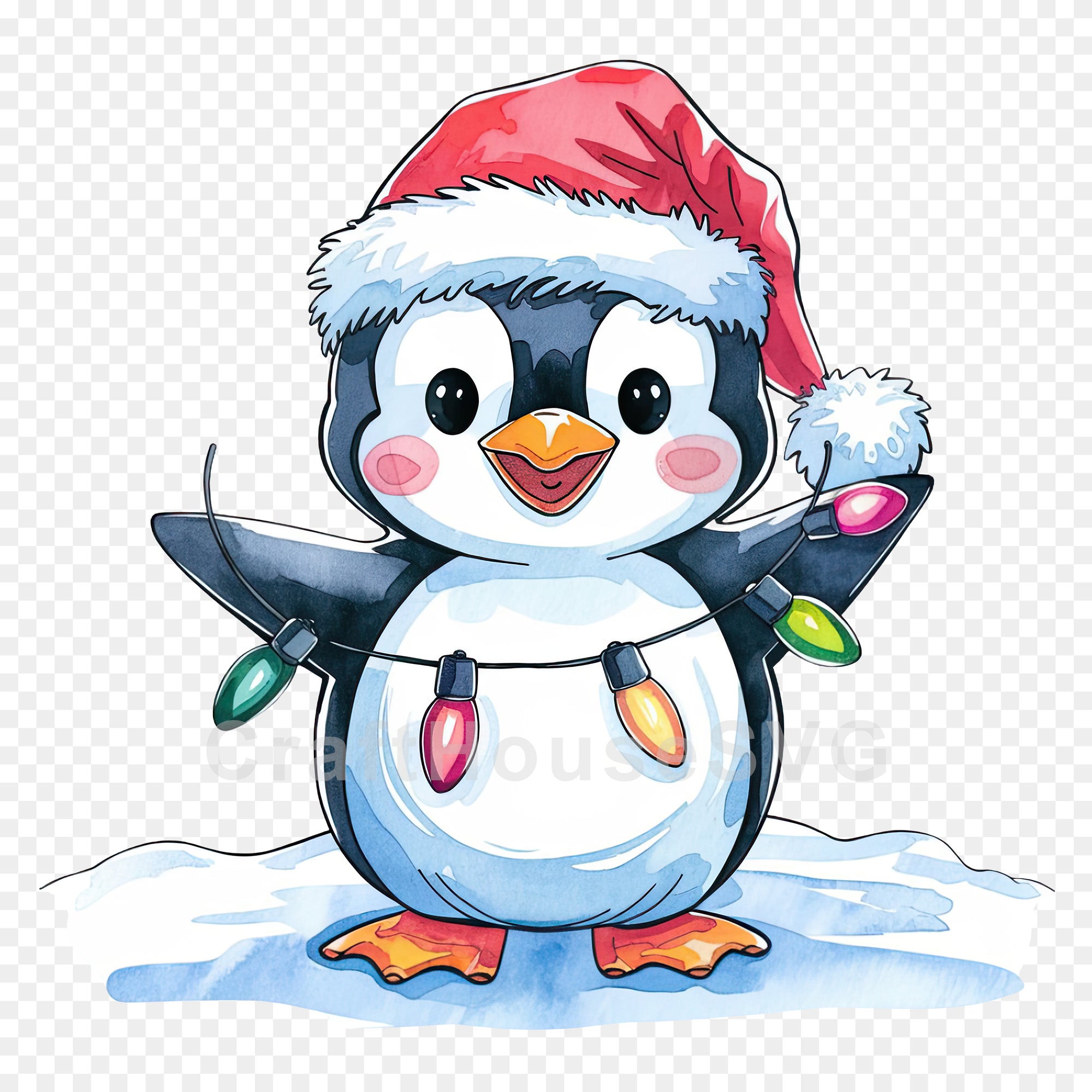 Christmas Penguin Clipart Sublimation Bundle