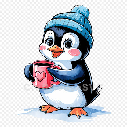 Christmas Penguin Clipart Sublimation Bundle