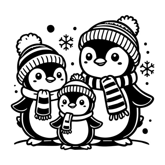 Penguin Family SVG design for Cricut, Silhouette, laser cutting, vinyl, sublimation, and craft projects.