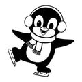 Penguin Skating SVG design for Cricut, Silhouette, laser cutting, vinyl, sublimation, and craft projects.