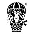 Penguin Waving from Hot Air Balloon Basket SVG design for Cricut, Silhouette, laser cutting, vinyl, sublimation, and craft projects.