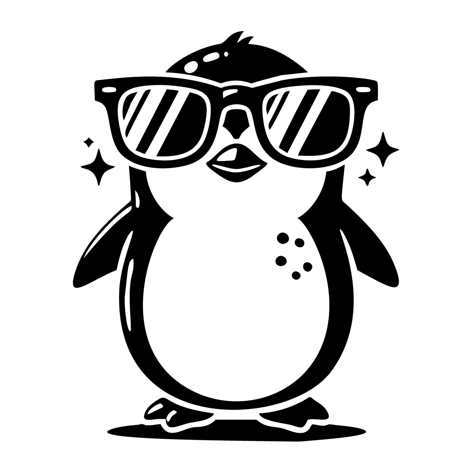 Penguin Wearing Oversized Sunglasses SVG design for Cricut, Silhouette, laser cutting, vinyl, sublimation, and craft projects.
