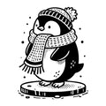 Penguin Wrapped in Scarf Standing on Ice SVG design for Cricut, Silhouette, laser cutting, vinyl, sublimation, and craft projects.