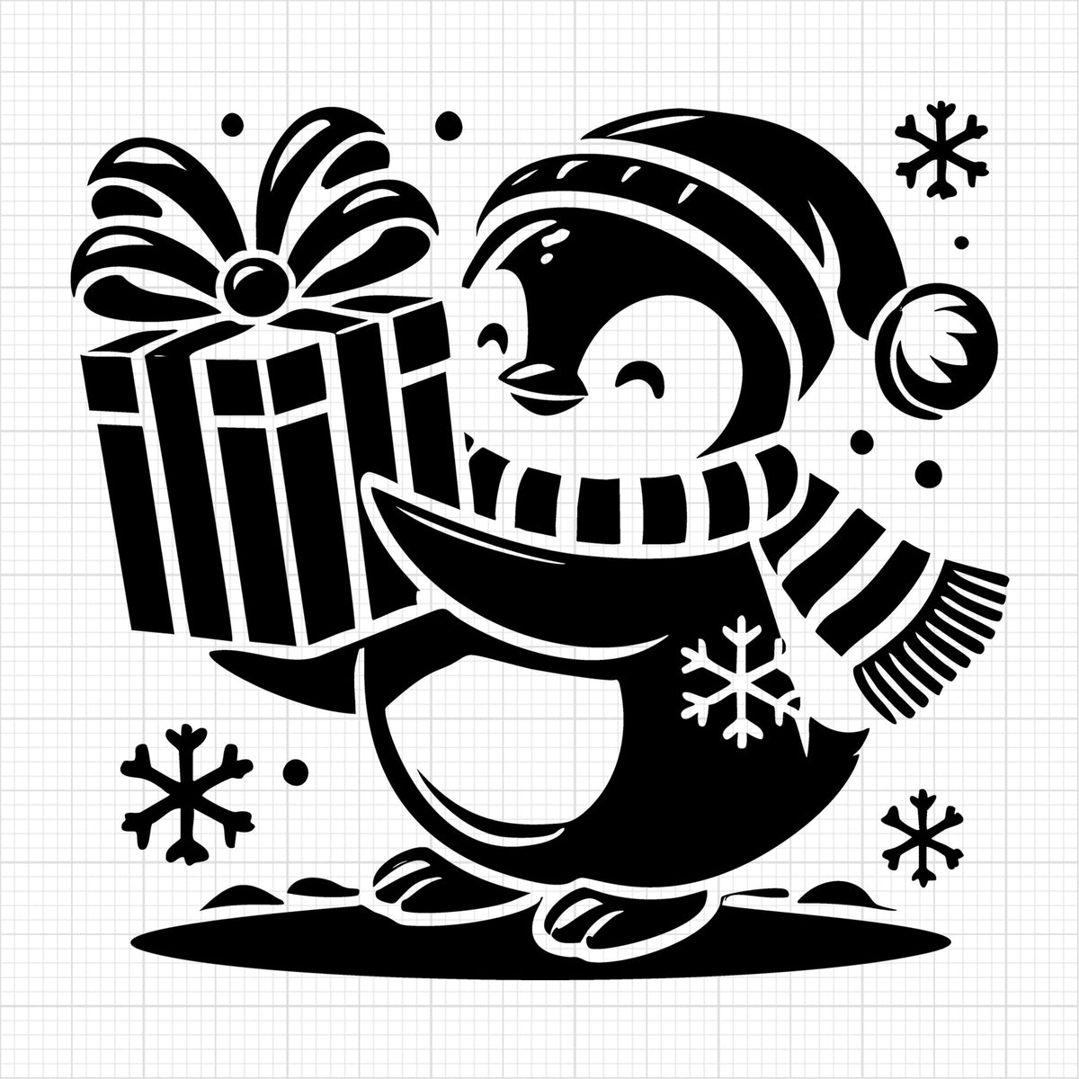 Penguin Holding A Large Gift Box