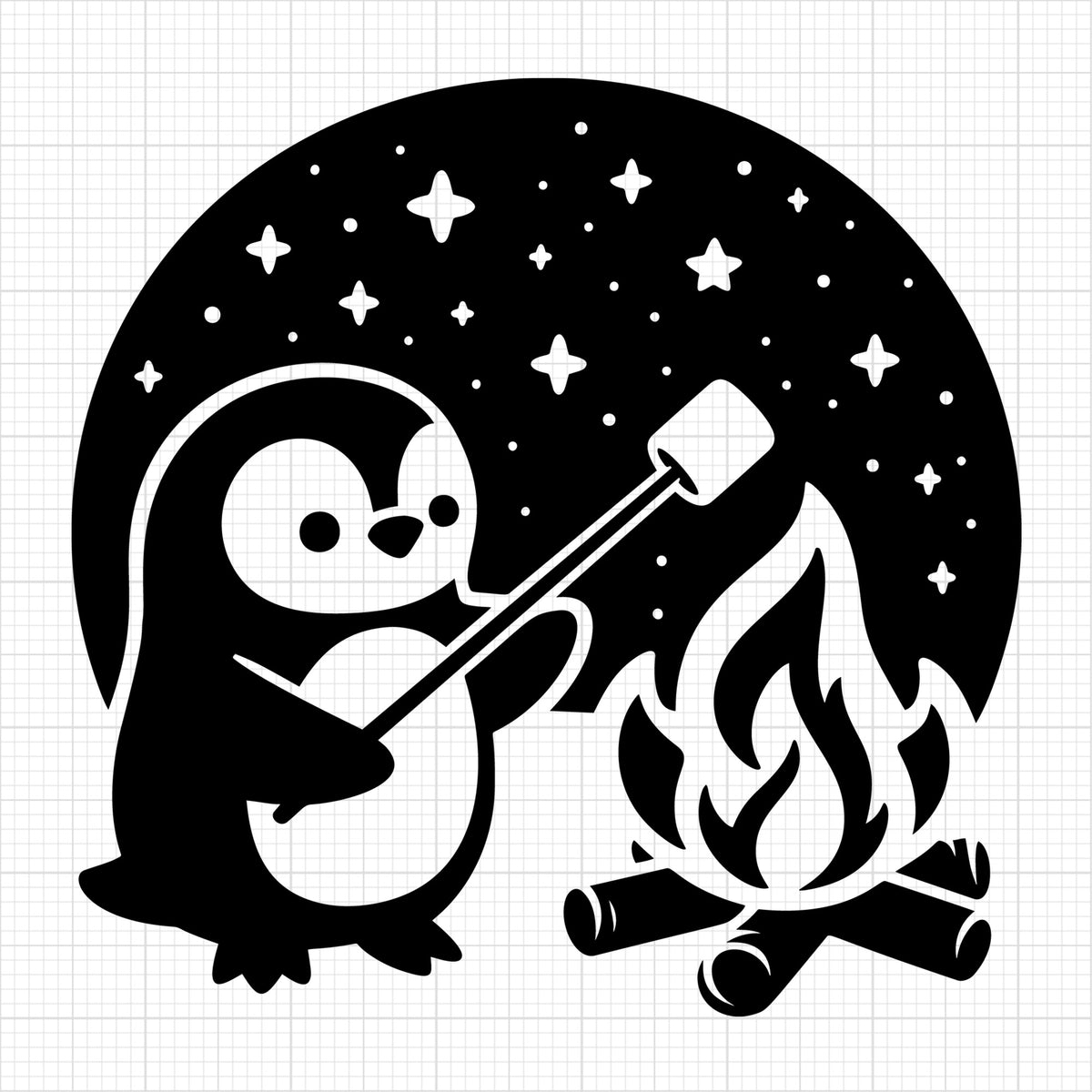 Penguin Roasting Marshmallows
