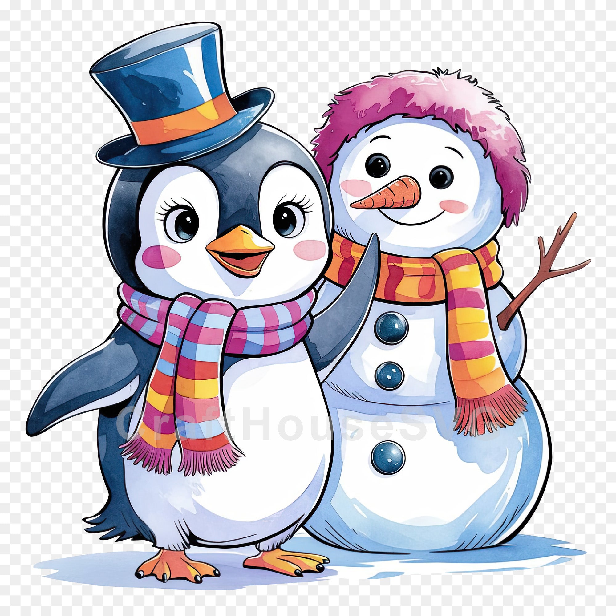 Christmas Penguin Clipart Sublimation Bundle