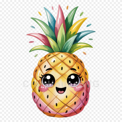 Kawaii Fruit Clipart Sublimation PNG Bundle