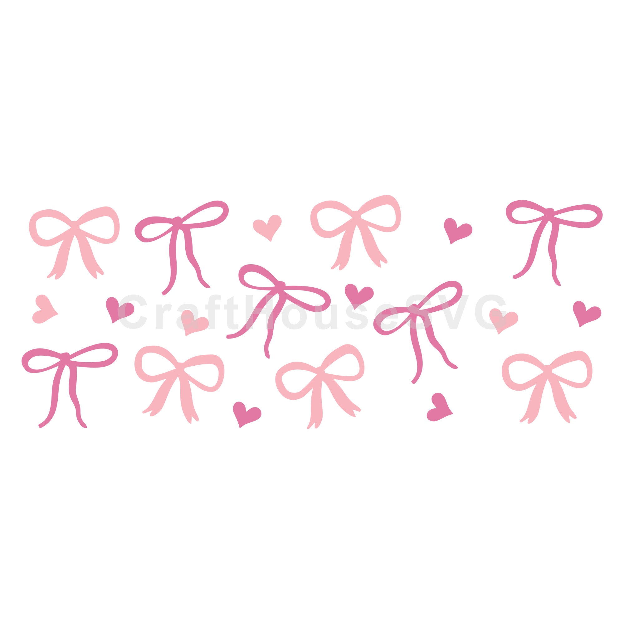 Pink Coquette Bows SVG 16 Oz Glass Can Wrap Cut File