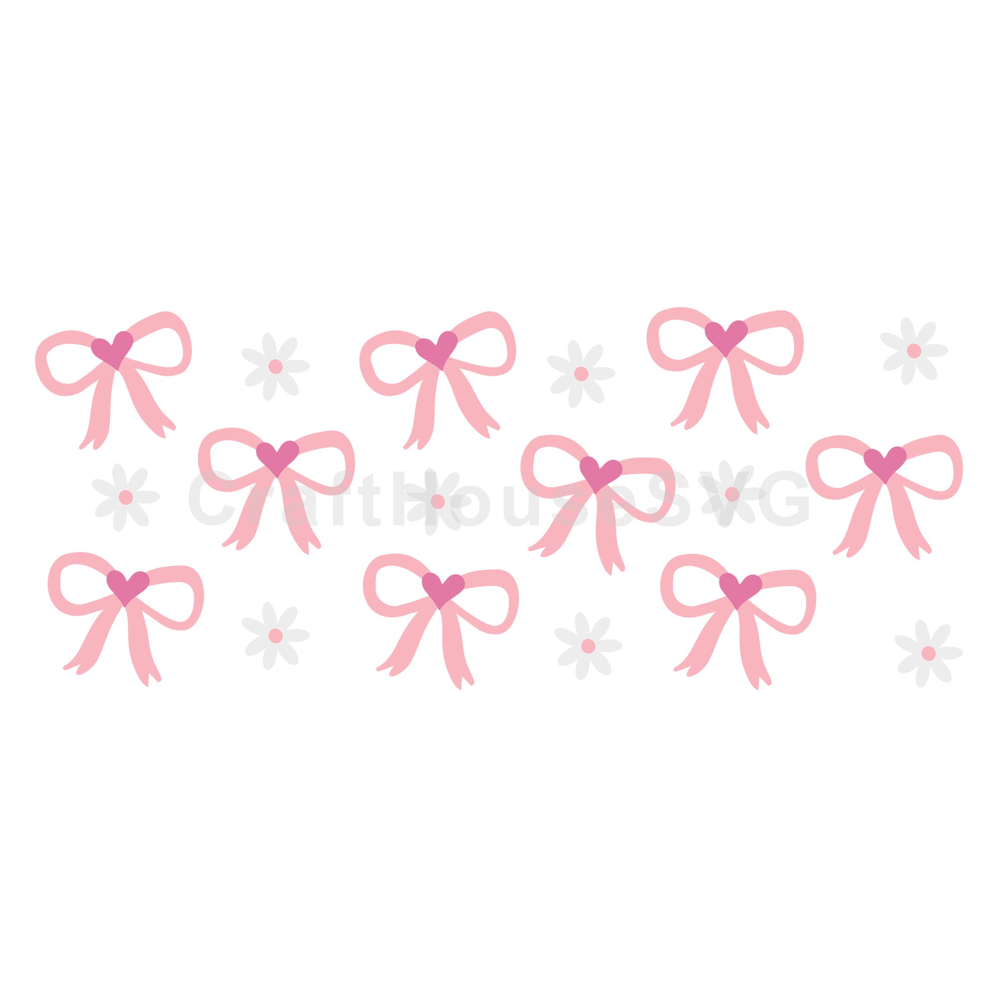 Cute Heart Coquette Bows SVG 16 Oz Glass Can Wrap Cut File