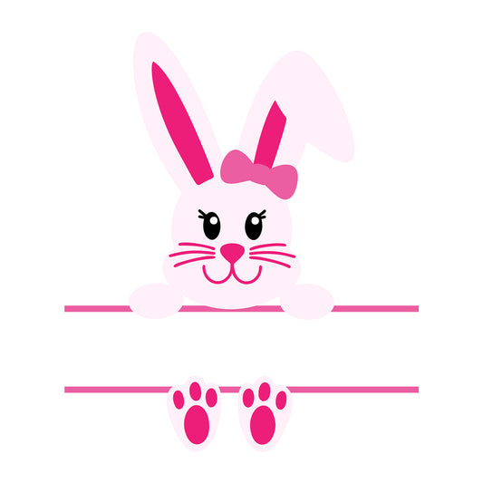 Pink split monogram bunny SVG design for Cricut, Silhouette, laser cutting and Easter crafts.