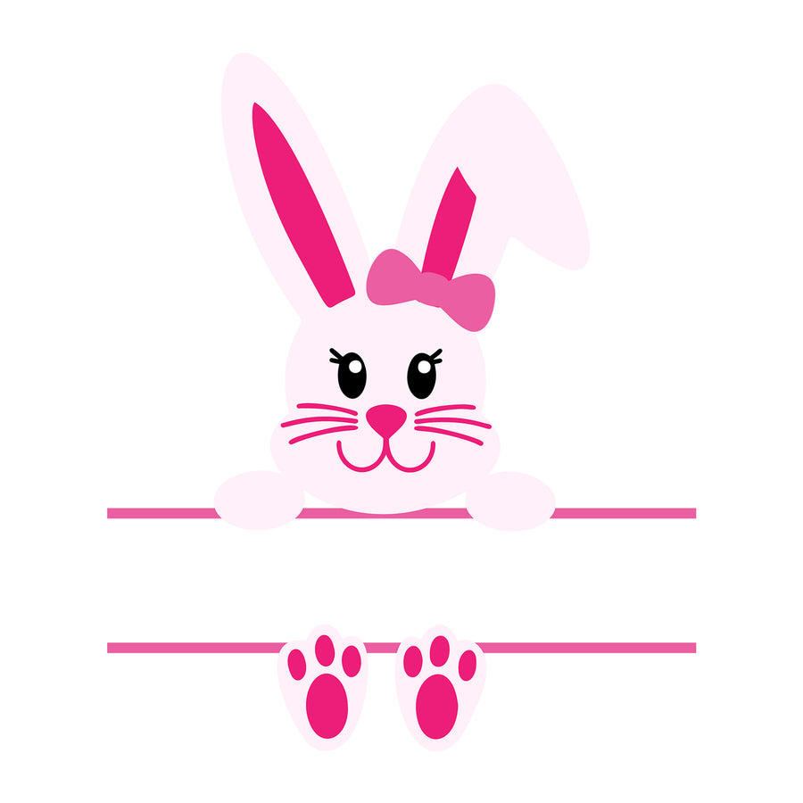 Pink split monogram bunny SVG design for Cricut, Silhouette, laser cutting and Easter crafts.