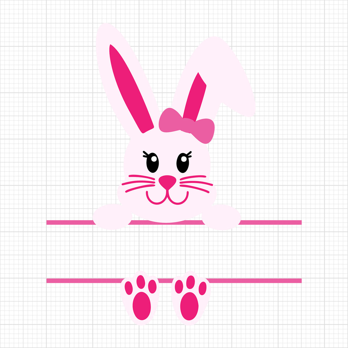 Pink split monogram bunny